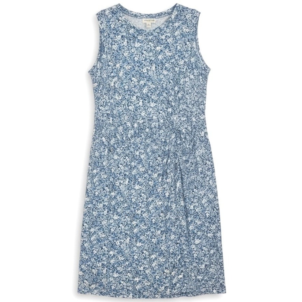 Maison Jules Sheath Dress Blue White Ditsy Floral Side Knot Coastal Soft Girl M‎